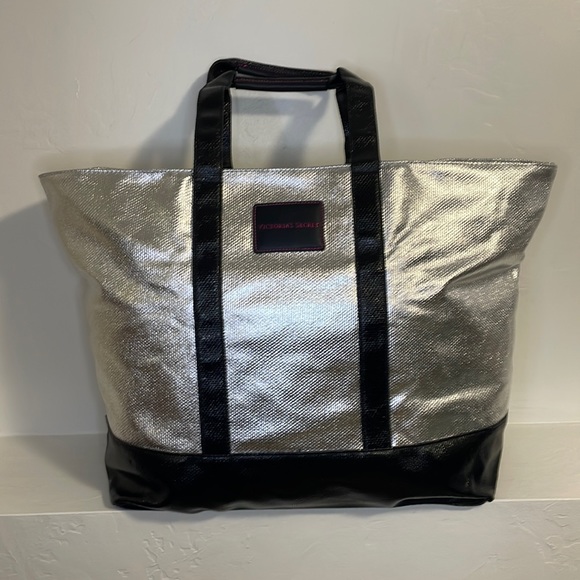 Victoria’s Secret silver tote with zipper closure - Picture 1 of 12